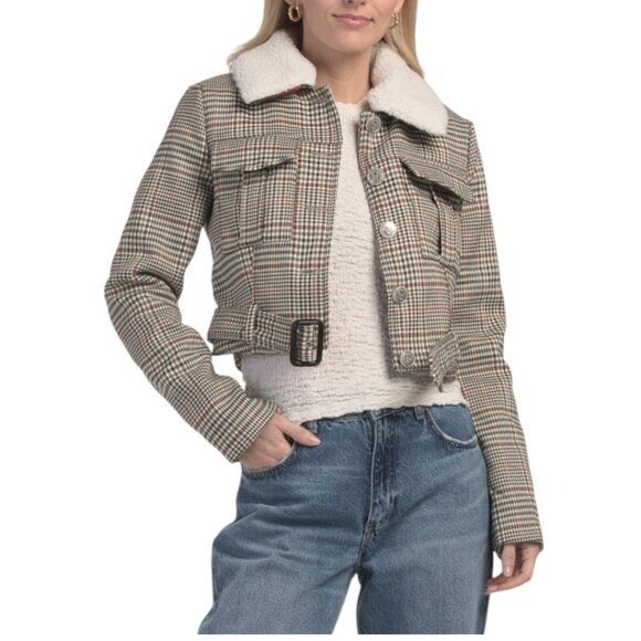 NEW 7 FOR ALL MANKIND Blouson Jacket With Removable Faux Fur Collar - Picture 1 of 3